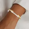 Bezel Set White Sapphire Modern Simple Bangle