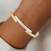 Bezel Set White Sapphire Modern Simple Bangle