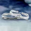 3ctw White Sapphrie Modern Mechanical Style Bold Unisex Bangle