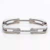 3ctw White Sapphrie Modern Mechanical Style Bold Unisex Bangle