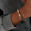 3ctw White Sapphrie Modern Mechanical Style Bold Unisex Bangle