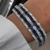 48ctw Round and Baguette Cut Wide Bold Bracelet