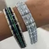 48ctw Round and Baguette Cut Wide Bold Bracelet
