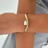 3ct Pear Cut White Sapphire Modern Simple Bangle