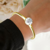 7ct Round Cut White Sapphire Modern Simple Cuff Bangle