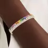 6ctw Scattered Paved Multicolor Sapphire Rainbow Starry Bangle