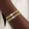 4ct Multi-cut White Sapphire Cuban Chain Stackable Bracelet