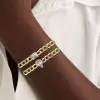 4ct Multi-cut White Sapphire Cuban Chain Stackable Bracelet