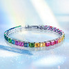 16ctw Asscher Cut Side-Paved Rainbow Bracelet