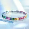 16ctw Asscher Cut Side-Paved Rainbow Bracelet
