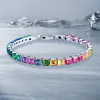 16ctw Asscher Cut Side-Paved Rainbow Bracelet