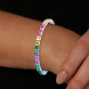 16ctw Asscher Cut Side-Paved Rainbow Bracelet