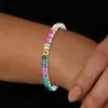 16ctw Asscher Cut Side-Paved Rainbow Bracelet