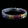 16ctw Asscher Cut Side-Paved Rainbow Bracelet
