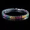 16ctw Asscher Cut Side-Paved Rainbow Bracelet