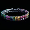 16ctw Asscher Cut Side-Paved Rainbow Bracelet