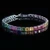 16ctw Asscher Cut Side-Paved Rainbow Bracelet