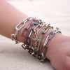 12ctw Multicolor Sapphire Paved Stackable Link Bracelet
