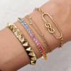 5ctw Round Cut Rainbow Sapphire Cuff Bangle