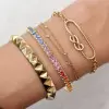 5ctw Round Cut Rainbow Sapphire Cuff Bangle