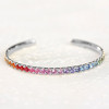 5ctw Round Cut Rainbow Sapphire Cuff Bangle