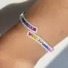 8ctw Baguette Cut Rainbow Sapphire Bypass Bangle