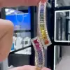 8ctw Baguette Cut Rainbow Sapphire Bypass Bangle