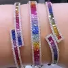 8ctw Baguette Cut Rainbow Sapphire Bypass Bangle