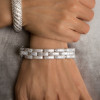 12ctw Baguette Cut White Sapphrie Link Statement Bracelet