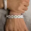 12ctw Baguette Cut White Sapphrie Link Statement Bracelet
