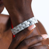 12ctw Baguette Cut White Sapphrie Link Statement Bracelet