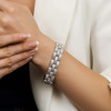 12ctw Baguette Cut White Sapphrie Link Statement Bracelet