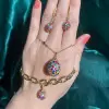 4ctw Multicolor Sapphire Paved Rainbow Egg Charm Bracelet