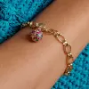 4ctw Multicolor Sapphire Paved Rainbow Egg Charm Bracelet