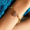 4ctw Multicolor Sapphire Paved Rainbow Egg Charm Bracelet