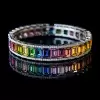20ctw Emerald Cut Rainbow Sapphire Tennis Bangle Bracelet