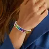 20ctw Emerald Cut Rainbow Sapphire Tennis Bangle Bracelet