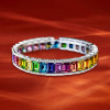 20ctw Emerald Cut Rainbow Sapphire Tennis Bangle Bracelet