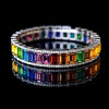 20ctw Emerald Cut Rainbow Sapphire Tennis Bangle Bracelet