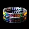 20ctw Emerald Cut Rainbow Sapphire Tennis Bangle Bracelet