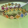 16ctw Round Cut Multicolor Sapphire Rainbow Clover Bracelet