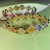 16ctw Round Cut Multicolor Sapphire Rainbow Clover Bracelet