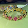 16ctw Round Cut Multicolor Sapphire Rainbow Clover Bracelet