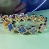 16ctw Round Cut Multicolor Sapphire Rainbow Clover Bracelet