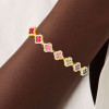 16ctw Round Cut Multicolor Sapphire Rainbow Clover Bracelet