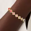 16ctw Round Cut Multicolor Sapphire Rainbow Clover Bracelet