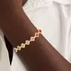 16ctw Round Cut Multicolor Sapphire Rainbow Clover Bracelet
