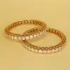 40ctw Round Cut Hollow Rose Gold Tone Bangle
