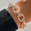 20ctw Round and Baguette Cut Link Bracelet