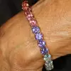 39ctw Round Cut Multicolor Sapphire Rainbow Bracelet